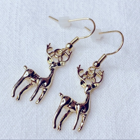 Jewelry - ❣️$25/3❣️ Gold Plated Deer Dangle Earrings